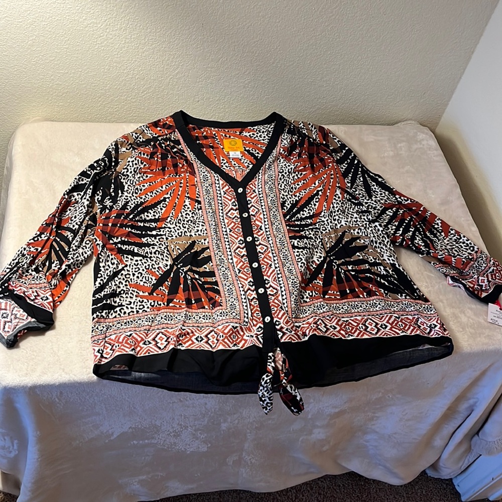 Beautiful ruby rd blouse - cheeta and palm print